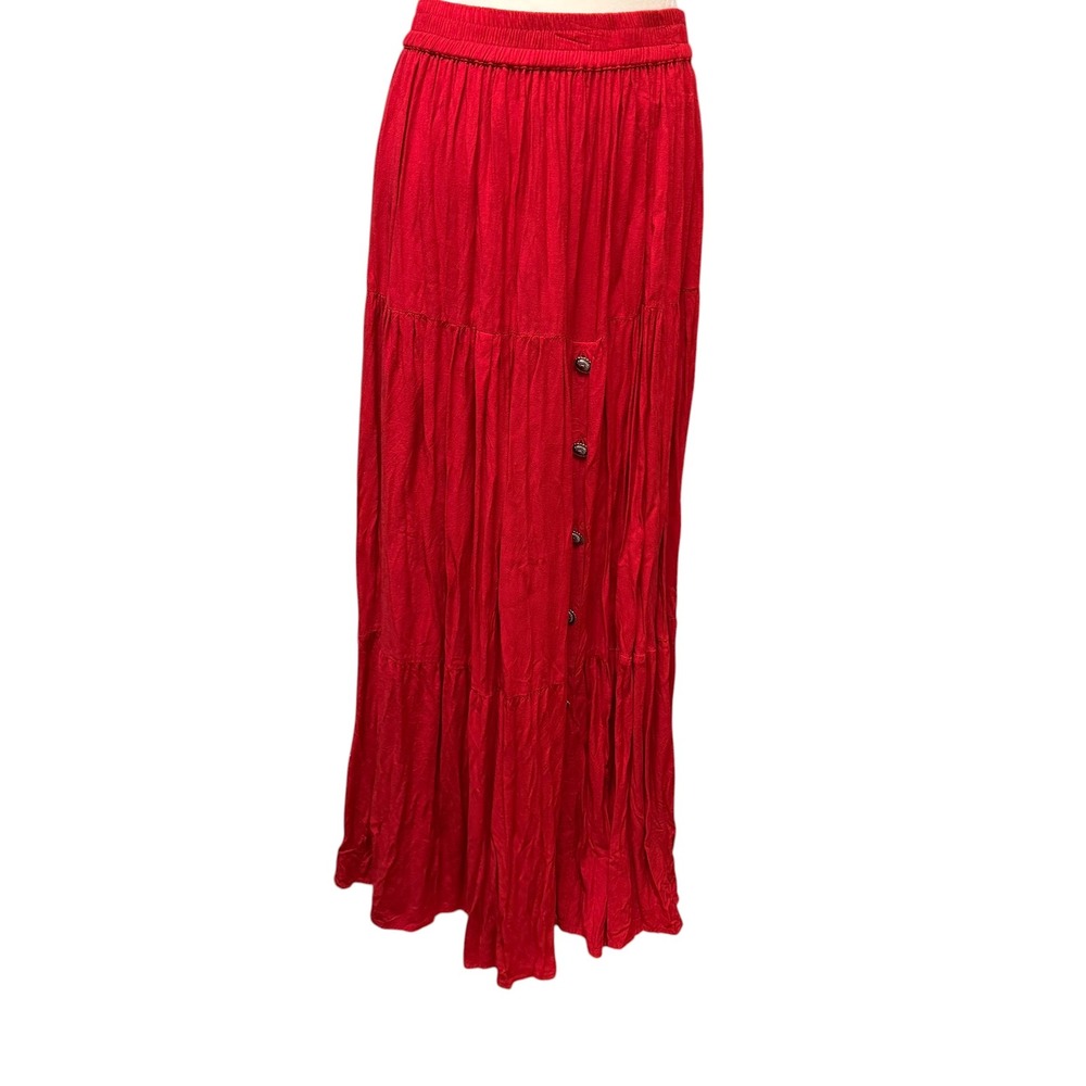 Vtg 90s Y2k Maxi Skirt Women L Tier Boho Cowgirl Chic Flowy Cottagecore Festival - Picture 3 of 11